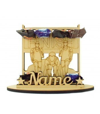 6mm Personalised Running Shape Mini Chocolate Bar Holder on a Stand - Stand Options